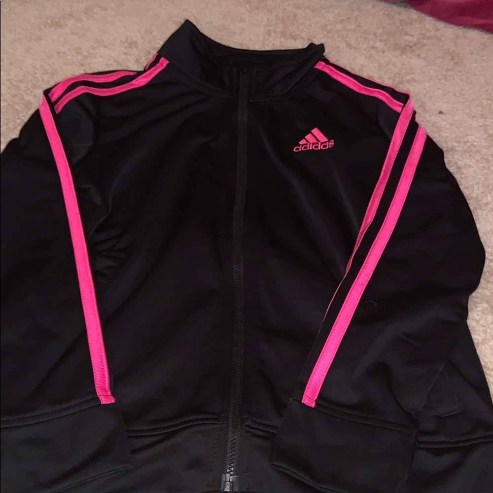 Adidas black and hot pink jacket